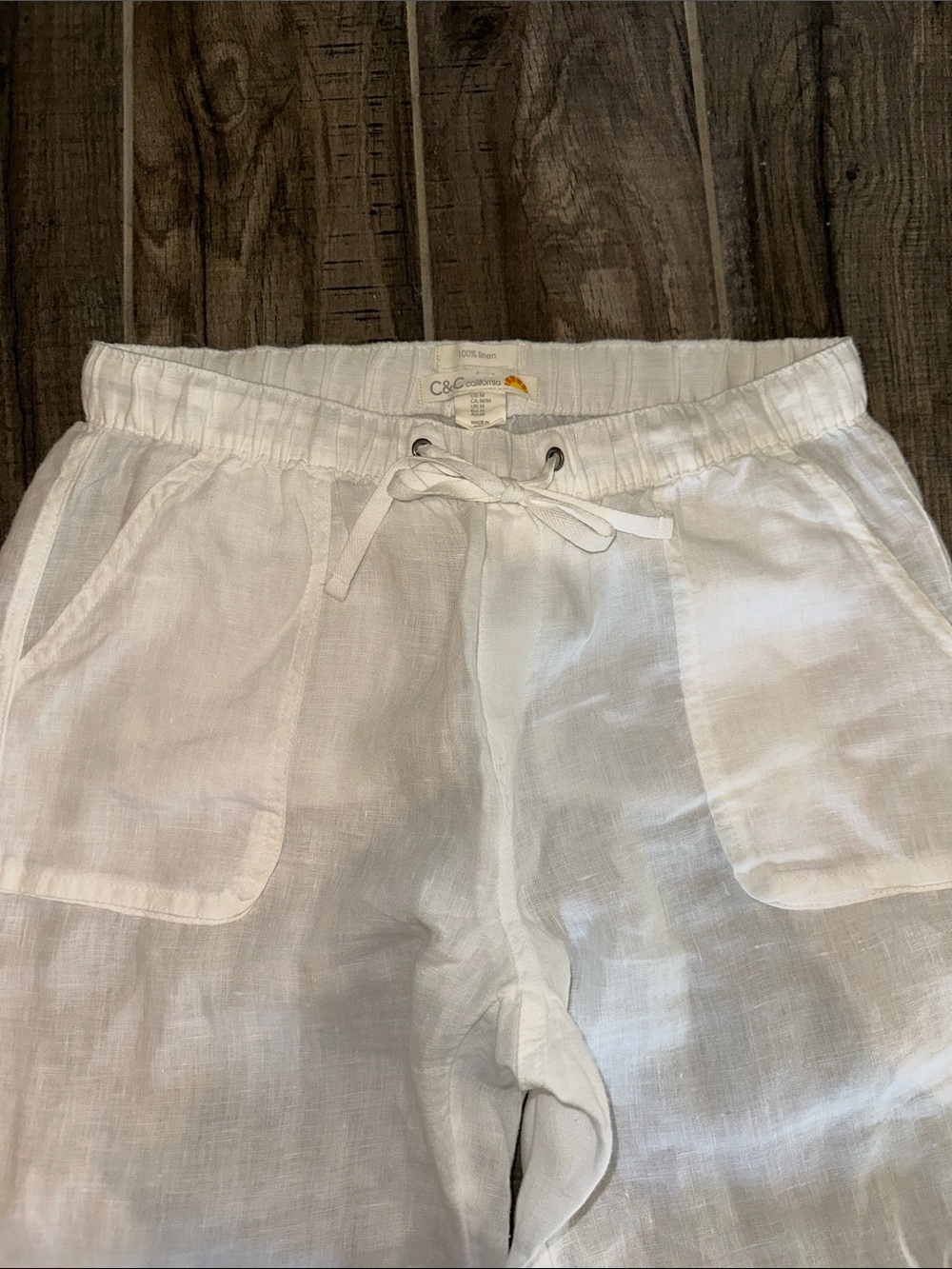 C&C California White Linen Joggers - Picture 3 of 6